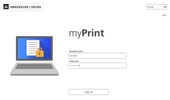 Innlogging til MyPrint